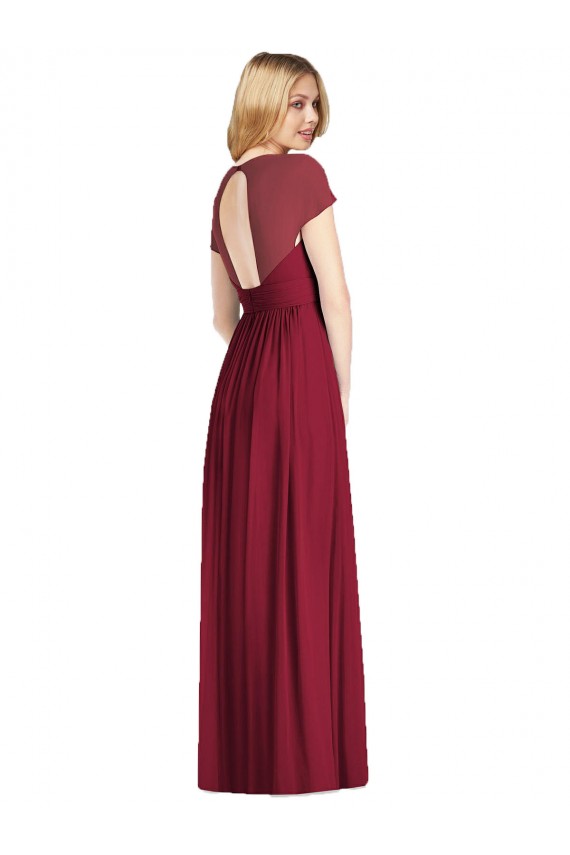 Soft Chiffon Open Back Long V-Neck Dark Navy Trumpet Bridesmaid Dress Sudbury