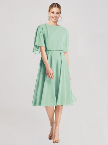 Soft Chiffon Open Back Knee Length A-Line Bridesmaid Dress Sudbury