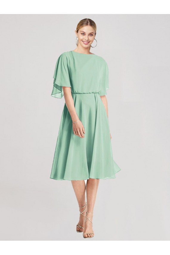 Soft Chiffon Open Back Knee Length A-Line Bridesmaid Dress Sudbury