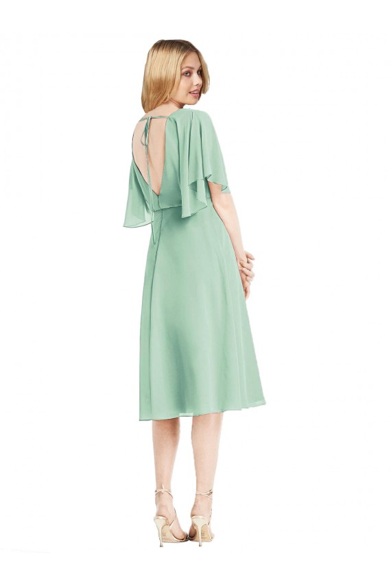 Soft Chiffon Open Back Knee Length A-Line Bridesmaid Dress Sudbury