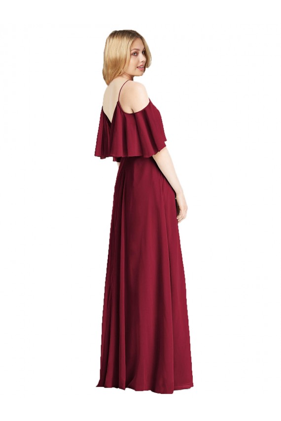 Chiffon Long Spaghetti Straps Royal Blue A-Line Bridesmaid Dress Sudbury