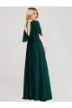 Soft Chiffon Open Back Long Round Neck A-Line Bridesmaid Dress Sudbury