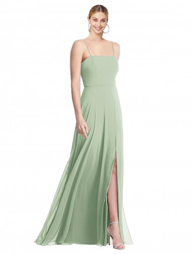 Soft Chiffon Low Back Long Spaghetti Straps Trumpet Formal Evening Gown / Bridesmaid Dress Sudbury