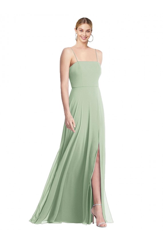 Soft Chiffon Low Back Long Spaghetti Straps Trumpet Formal Evening Gown / Bridesmaid Dress Sudbury