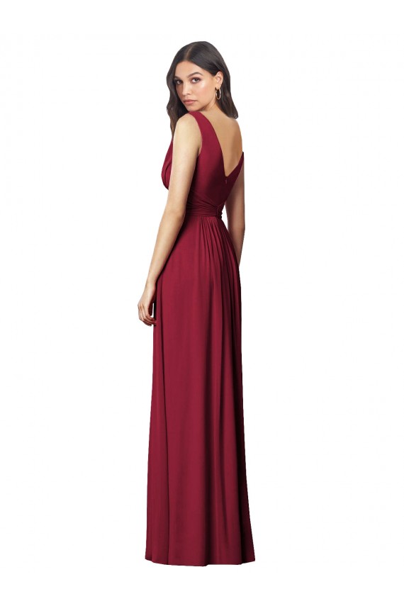 Soft Chiffon V-Back Long V-Neck Royal Blue A-Line Semi Formal Evening Dress / Bridesmaid Dress Sudbury