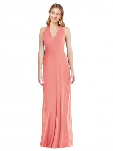 Soft Chiffon Long Halter Neck Trumpet Formal Evening Gown / Bridesmaid Dress Sudbury