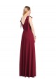 Soft Chiffon V-Back Long V-Neck Coral Trumpet Bridesmaid Dress Sudbury