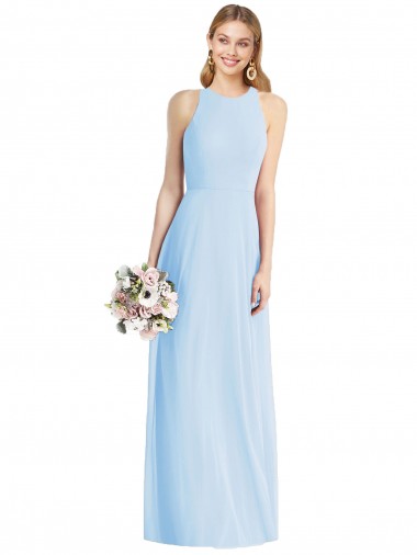 Soft Chiffon Long Halter Neck Trumpet Semi Formal Evening Dress / Bridesmaid Dress Sudbury