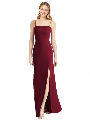 Soft Chiffon Tie Back Long Spaghetti Straps Trumpet Bridesmaid Dress Sudbury