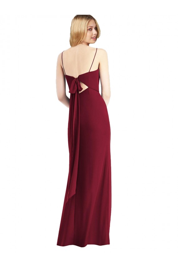 Soft Chiffon Tie Back Long Spaghetti Straps Trumpet Bridesmaid Dress Sudbury
