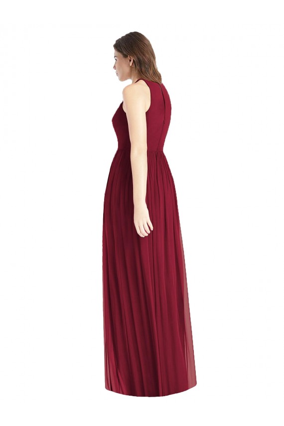 Soft Chiffon Long Halter Neck Lilac A-Line Bridesmaid Dress Sudbury