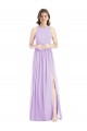 Soft Chiffon Long Halter Neck Lilac A-Line Bridesmaid Dress Sudbury