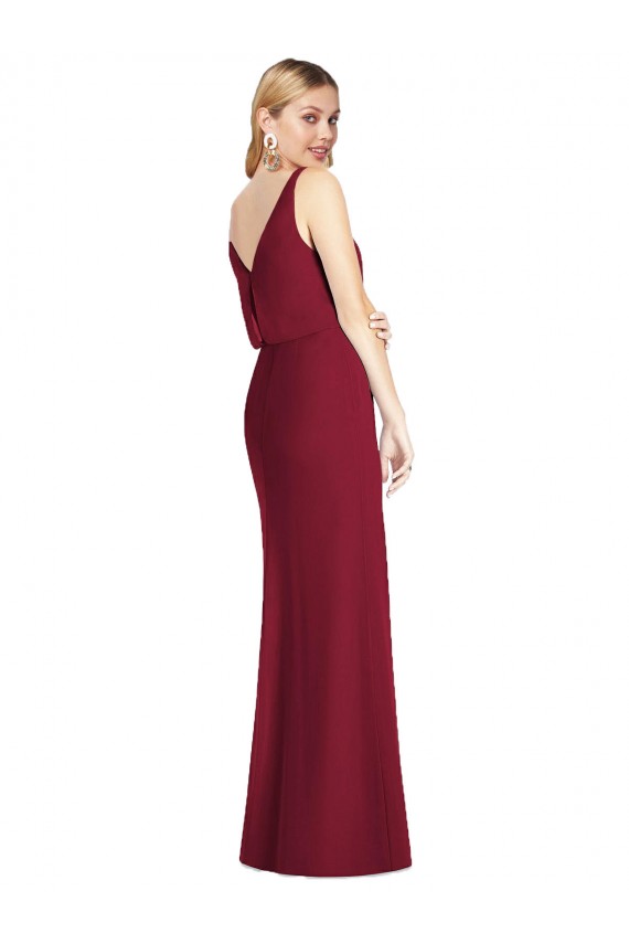 Soft Chiffon V-Back Long V-Neck Dusty Pink Mermaid Bridesmaid Dress Sudbury