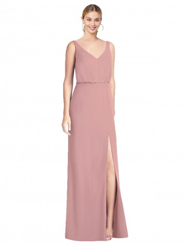 Soft Chiffon V-Back Long V-Neck Dusty Pink Mermaid Bridesmaid Dress Sudbury