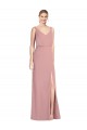 Soft Chiffon V-Back Long V-Neck Dusty Pink Mermaid Bridesmaid Dress Sudbury