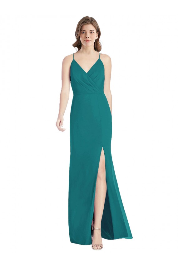Soft Chiffon Criss Cross Back Long Spaghetti Straps Mermaid Bridesmaid Dress Sudbury