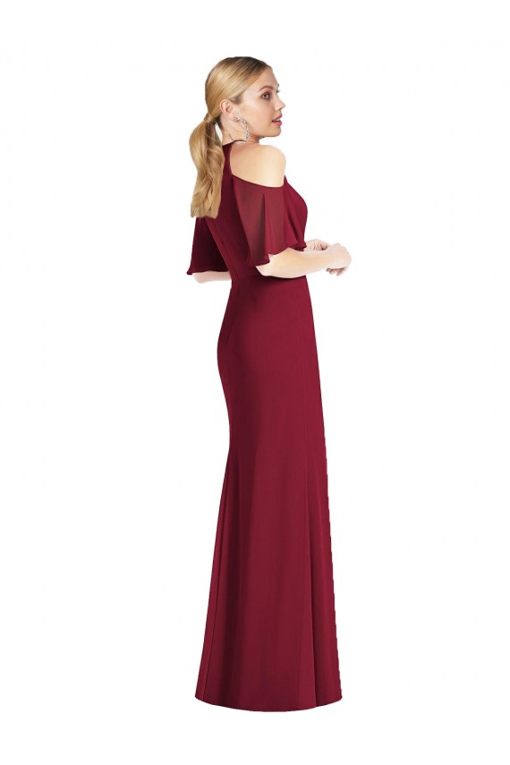 Soft Chiffon Long Halter Neck Mermaid Semi Formal Evening Dress / Bridesmaid Dress Sudbury