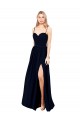 Soft Chiffon Long Spaghetti Straps Dark Navy A-Line Formal Evening Gown / Bridesmaid Dress Sudbury