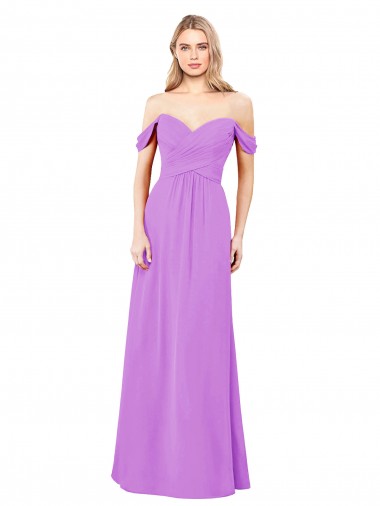 Soft Chiffon Long Off the Shoulder Violet A-Line Bridesmaid Dress Sudbury