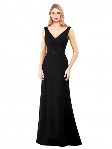 Soft Chiffon V-Back Long V-Neck A-Line Prom Dress / Bridesmaid Dress Sudbury