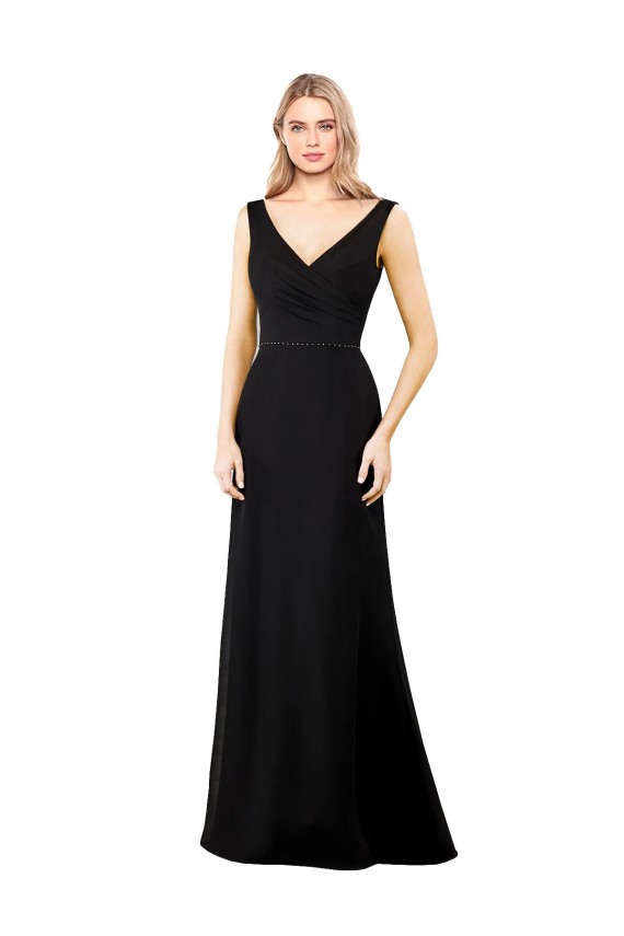 Soft Chiffon V-Back Long V-Neck A-Line Prom Dress / Bridesmaid Dress Sudbury