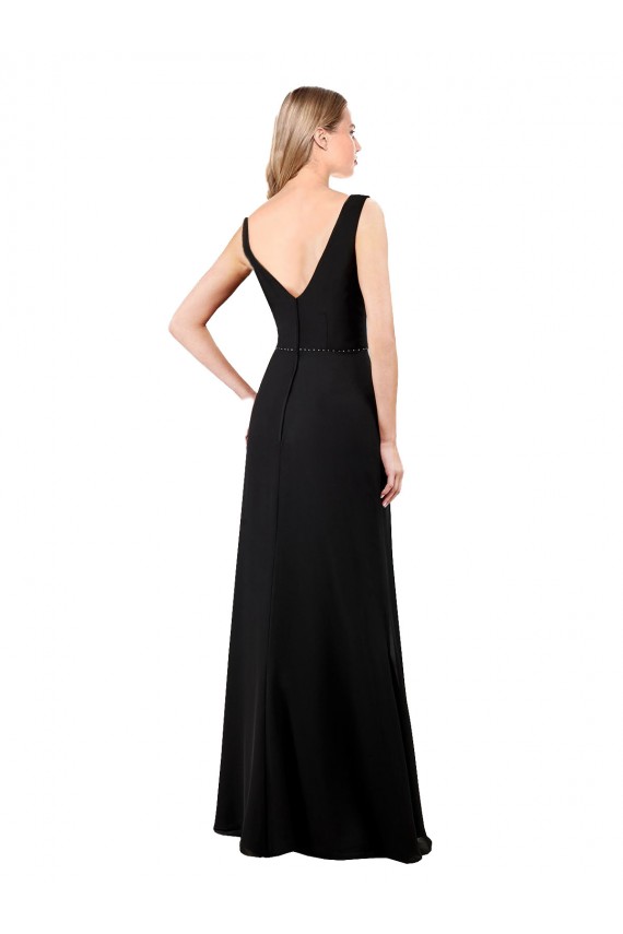 Soft Chiffon V-Back Long V-Neck A-Line Prom Dress / Bridesmaid Dress Sudbury