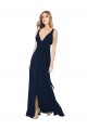Chiffon Long V-Neck Dark Navy A-Line Bridesmaid Dress / Evening Dress Sudbury