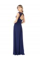 Soft Chiffon Keyhole Back Long V-Neck Sapphire A-Line Bridesmaid Dress Sudbury