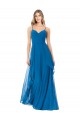 Soft Chiffon Long Spaghetti Straps Peacock Blue A-Line Bridesmaid Dress Sudbury