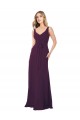 Chiffon Long Floor Length V-Neck Grape A-Line Bridesmaid Dress Sudbury
