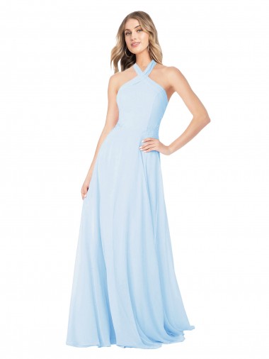 Chiffon Long Halter Neck A-Line Bridesmaid Dress / Evening Gowns Sudbury