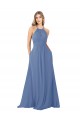 Soft Chiffon Open Back Long High Neck A-Line Bridesmaid Dress Sudbury