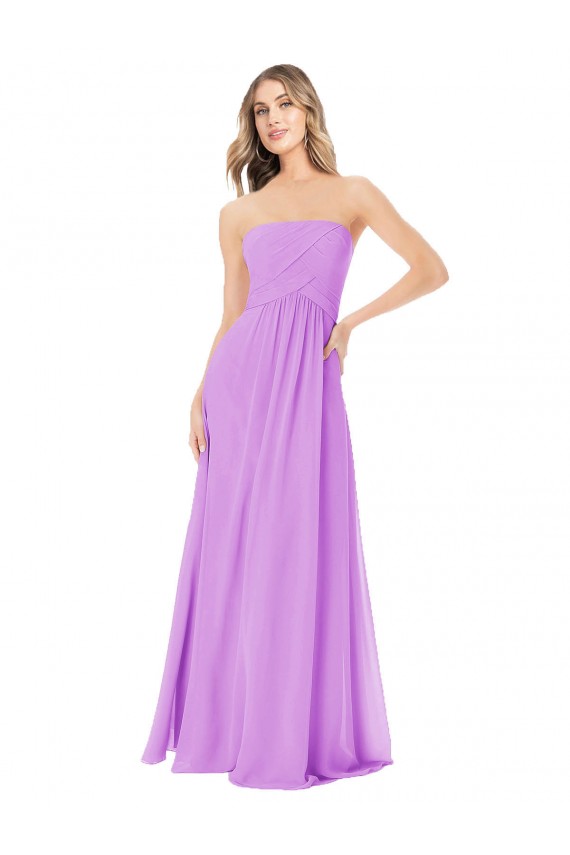 Soft Chiffon Long Strapless Violet A-Line Bridesmaid Dress Sudbury
