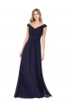 Soft Chiffon Long Off the Shoulder Dark Navy A-Line Evening Dress / Bridesmaid Dress Sudbury