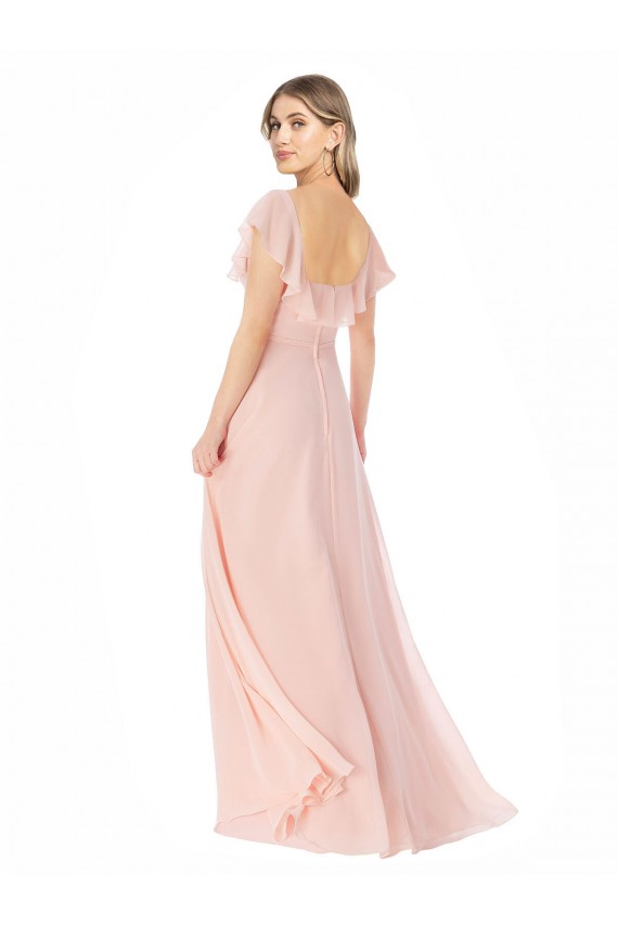 Soft Chiffon Long Square Neck A-Line Formal Dress / Bridesmaid Dress Sudbury