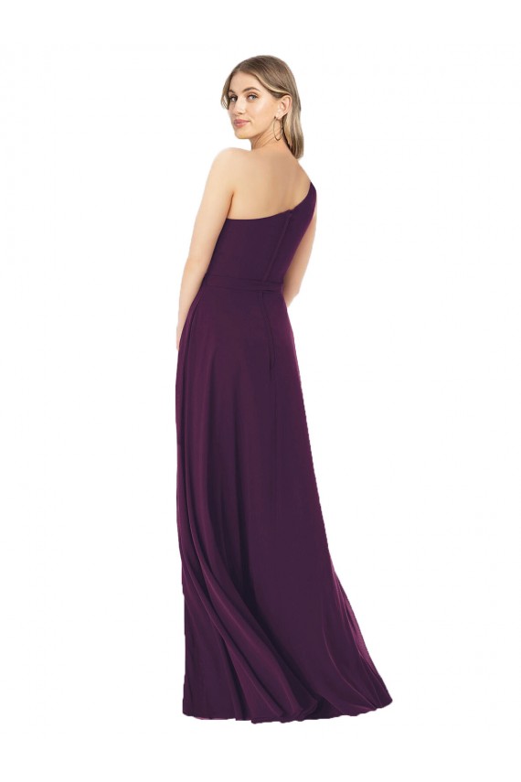 Soft Chiffon Long One Shoulder Grape A-Line Formal Dress / Bridesmaid Dress Sudbury