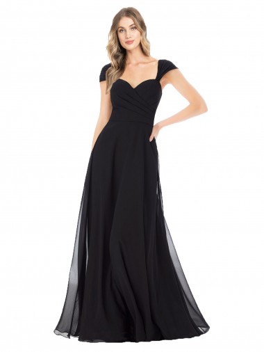 Soft Chiffon Long Sweetheart Black A-Line Bridesmaid Dress Sudbury