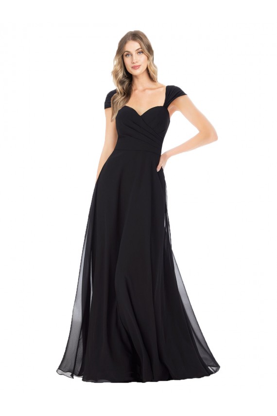 Soft Chiffon Long Sweetheart Black A-Line Bridesmaid Dress Sudbury