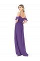 Soft Chiffon Long Off the Shoulder Plum Purple A-Line Bridesmaid Dress Sudbury