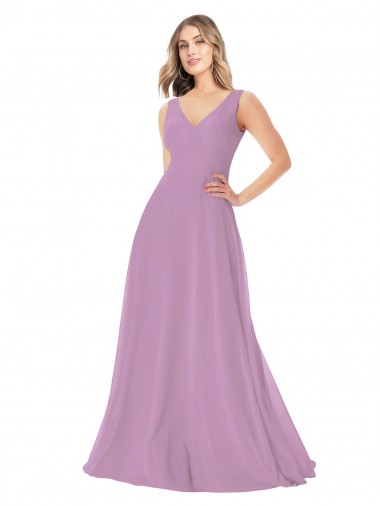 Soft Chiffon Long V-Neck A-Line Bridal Party Dress Sudbury