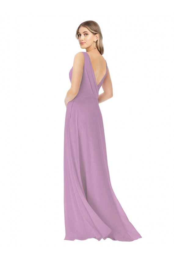 Soft Chiffon Long V-Neck A-Line Bridal Party Dress Sudbury