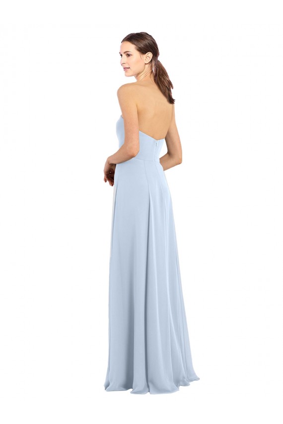 Soft Chiffon Long Strapless Light Sky Blue A-Line Bridesmaid Dress Sudbury