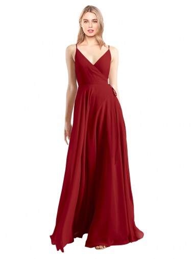 Luxe Chiffon V-Back Long Spaghetti Straps A-Line Bridesmaid Dress Sudbury