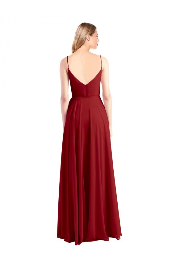 Luxe Chiffon V-Back Long Spaghetti Straps A-Line Bridesmaid Dress Sudbury
