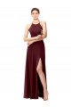 Soft Chiffon Criss Cross Back Long Halter Neck A-Line Bridesmaid Dress Sudbury