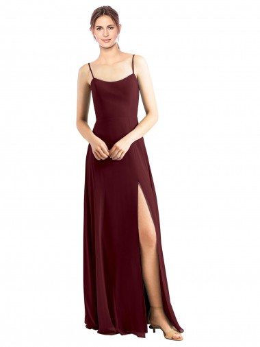 Chiffon Long Spaghetti Straps A-Line Bridesmaid Dress / Evening Dress Sudbury