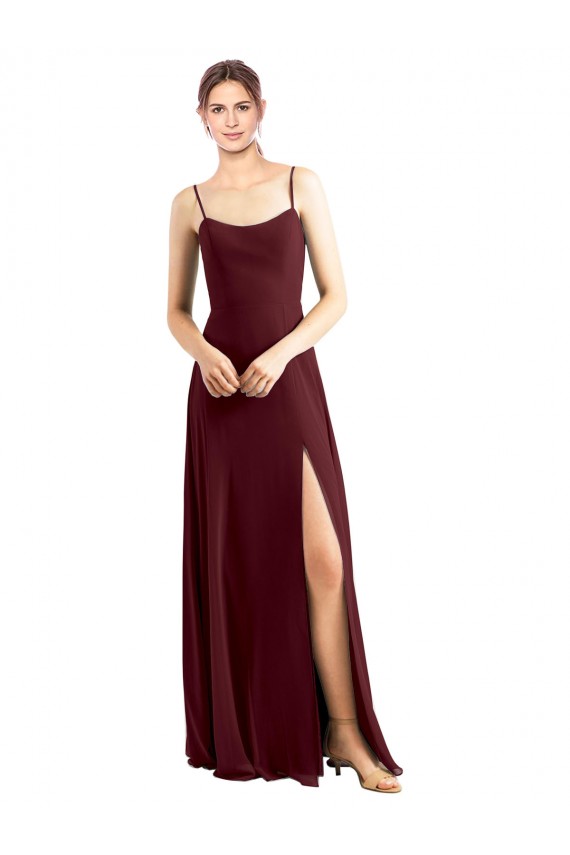 Chiffon Long Spaghetti Straps A-Line Bridesmaid Dress / Evening Dress Sudbury