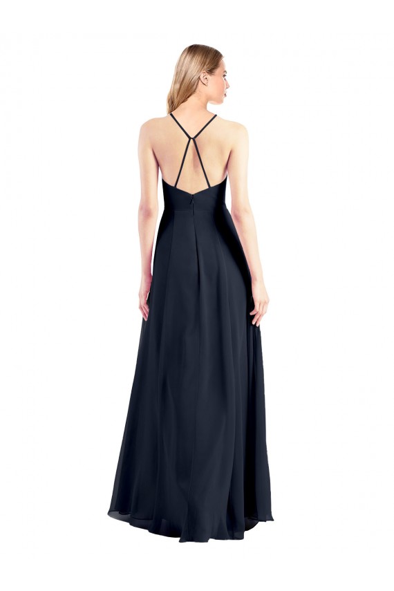 Soft Chiffon Criss Cross Back Long V-Neck A-Line Prom Dress / Bridesmaid Dress Sudbury
