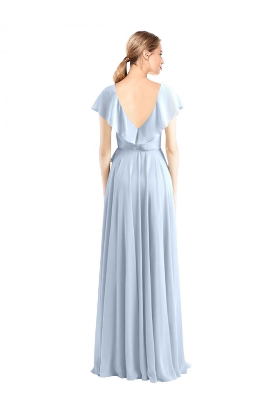 Soft Chiffon V-Back Long V-Neck Royal Blue A-Line Bridesmaid Dress Sudbury