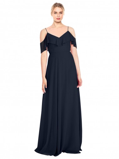 Lxue Chiffon V-Back Long Off the Shoulder A-Line Bridesmaid Dress Sudbury